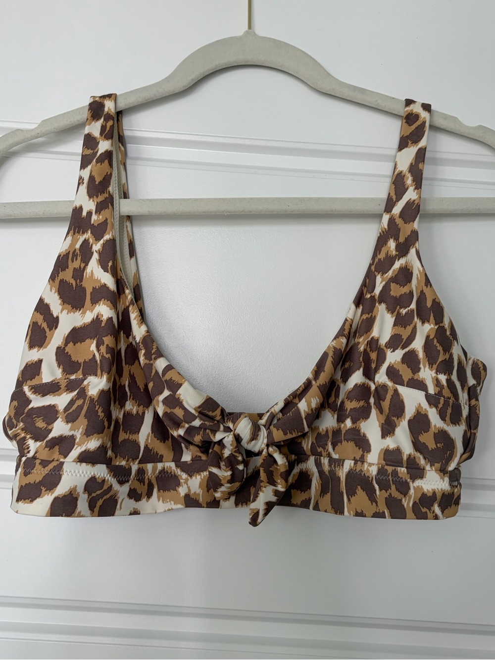 aerie Leopard Print Bikini Top in Brown and Cream
